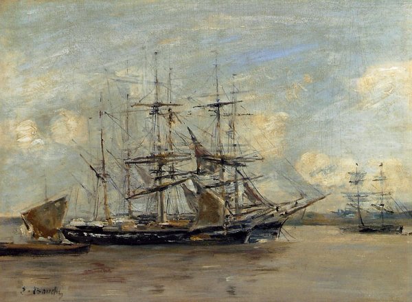 Le Havre, Three Master at Anchor in the Harbor