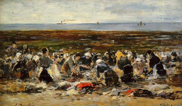 Etretat, Laundresses on the Beach, Low Tide