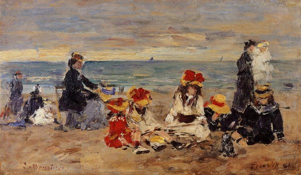 Woman and Children on the Beach at Trouville