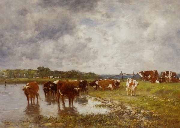 Cows in a Meadow on the Banks of the Toques