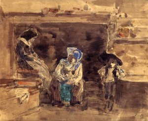 Breton Family by the Fireplace