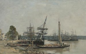 Bordeaux. Bateaux amarres sur la Garonne