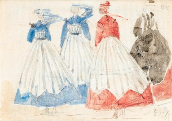 Etudes de femmes en crinolines