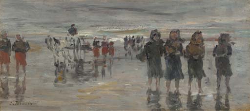 Pecheuses revenant de la plage, Berck