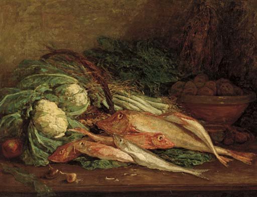 Nature morte aux legumes et aux poissons