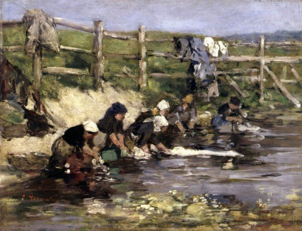 Laundresses by a Stream