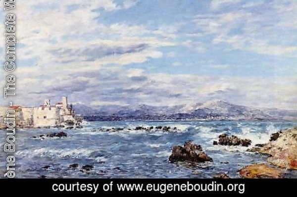 Eugène Boudin - A Gusty Northwest Wind at Antibes