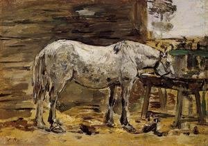 Eugène Boudin - White Horse at the Feeding Trough